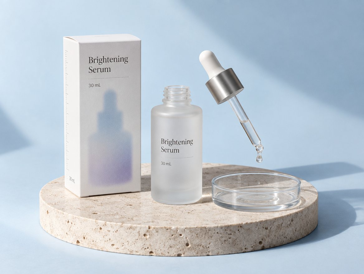Private label serum in a glass dropper bottle