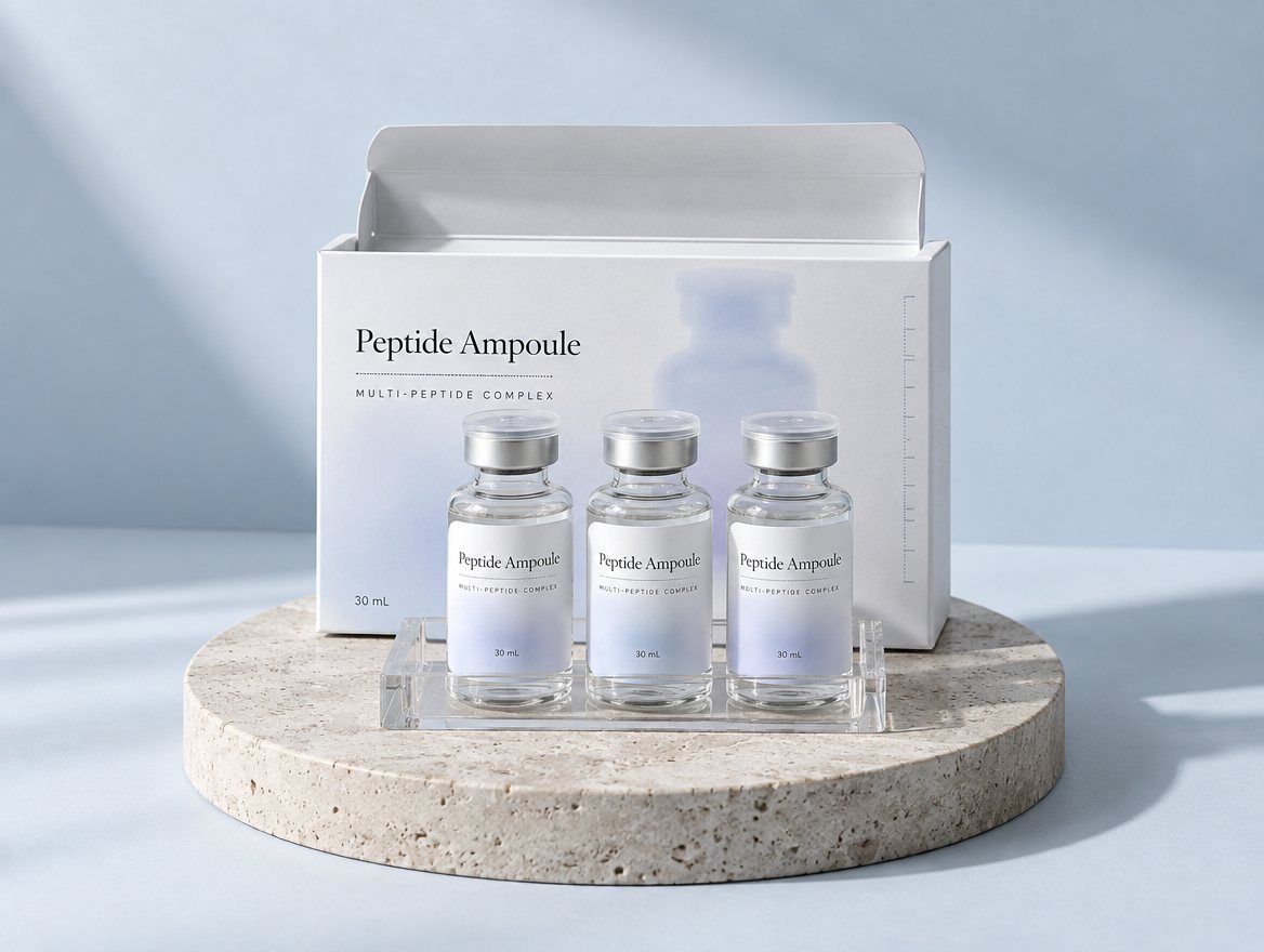Peptide ampoule kit with sealed vials and carton