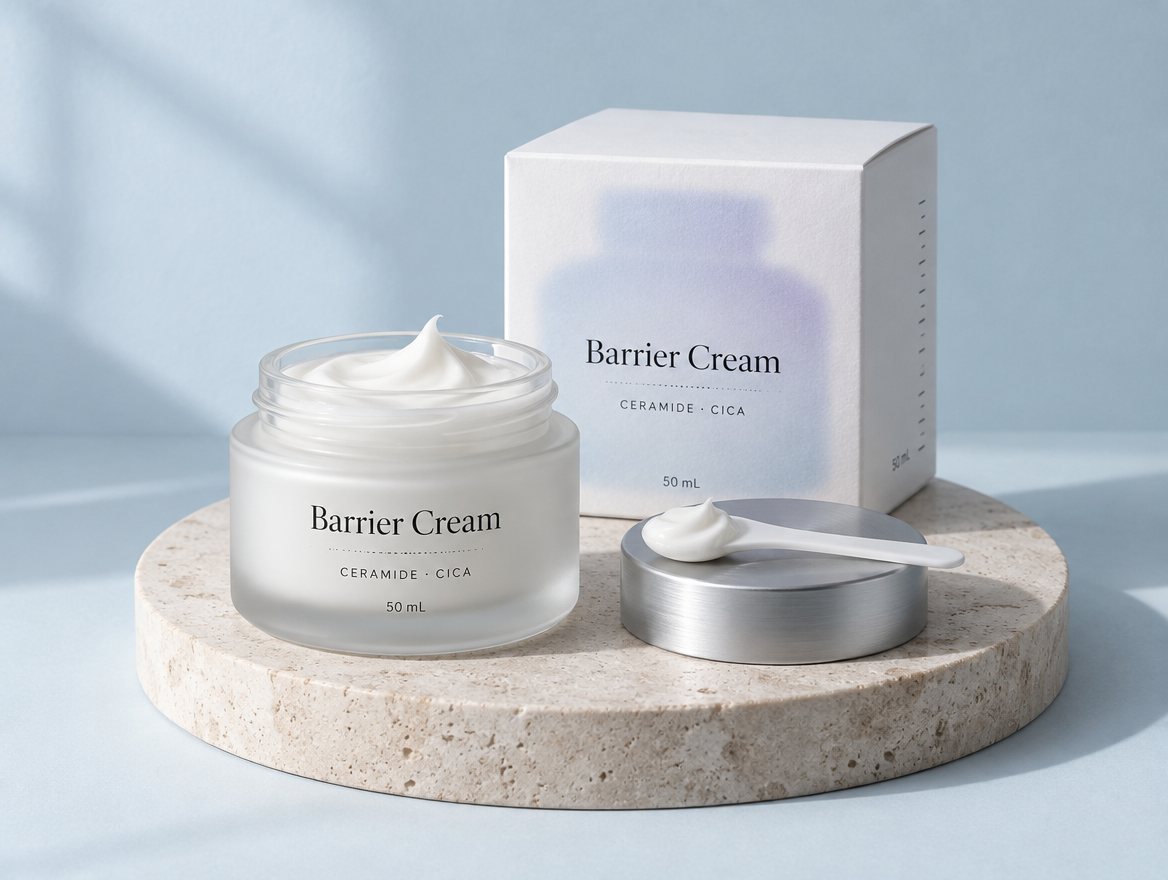 Cica ceramide cream kit with jar and carton