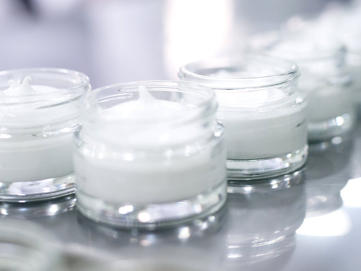 Cream jars after filling